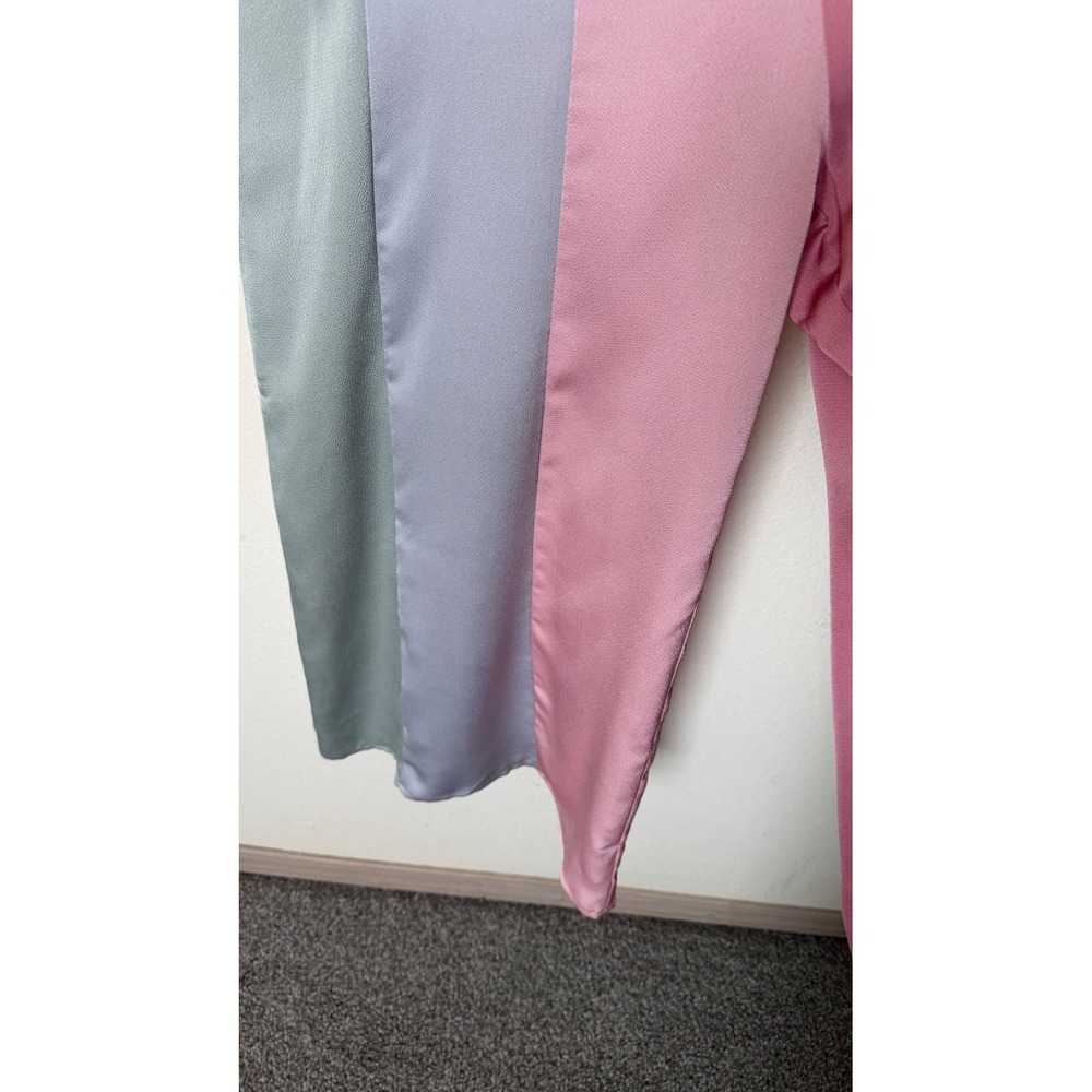Storia Pastel Stripe Jumpsuit Small Colorblock Wide Leg Satin Beach Resort Wear - Picture 13 of 15